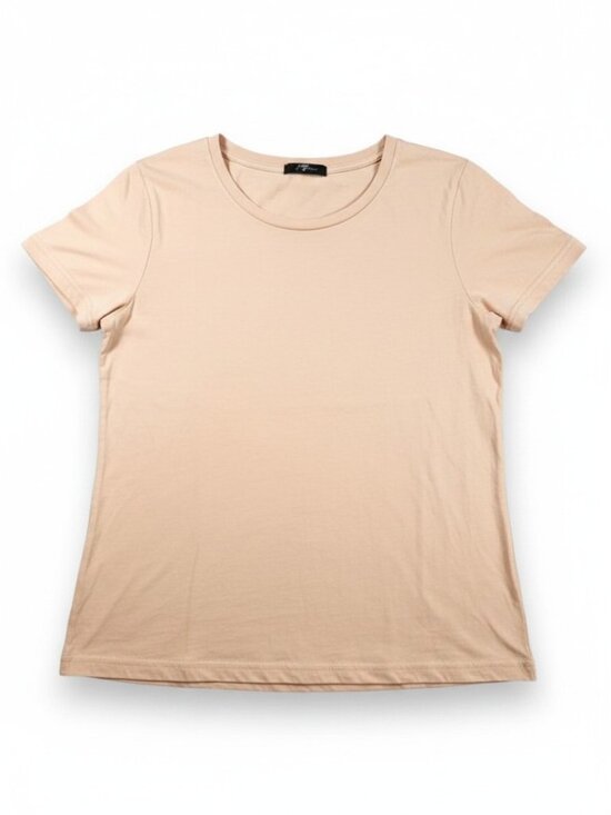 7 Diamonds Tops - 7 Diamonds Cream Tan Cotton Crewneck T Shirt Lightweight Basic Size XS
